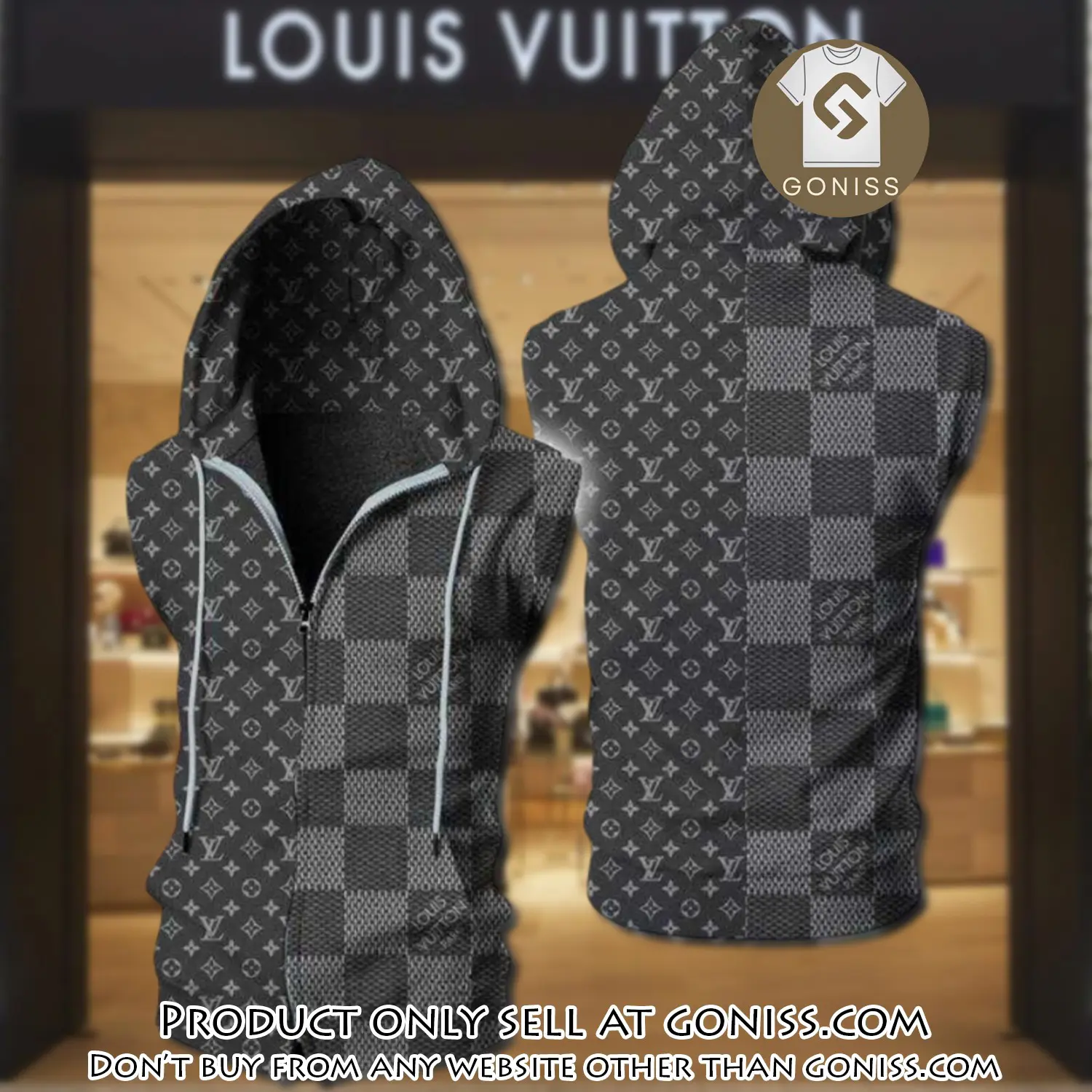 Louis vuitton grey unisex sleeveless zip up hoodie luxury for men women szh014 gn0618785